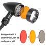 PBYMT Bullet Style Turn Signal Light Amber Lamp Compatible for Chopper Bobber Cruiser Honda Suzuki Kawasaki Yamaha Harley Davidson BMW and More (Black Housing)