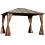 Outsunny 12’ x 10’ Steel Hardtop Canopy Patio Gazebo with Fully Enclosed Zippered Curtains & Comfortable Interior, Brown Outsunny 12’ x 10’ Steel Hardtop Canopy Patio Gazebo with Fully Enclosed Zippered Curtains & Comfortable Interior, Brown
