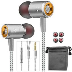 Earphones,in-Ear Earbuds Headphones Wired Headphone Metal Earbuds Noise Cancelling Stereo Heave Bass Earphones with Micphone Mic for Phone,Pad,Pod,Samsung Galaxy,MP3 Players,Nokia,HTC,Nexus and Tablet