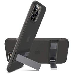 ESR Metal Kickstand Case Compatible with iPhone 12 Pro Max 6.7-Inch [Patented Two-Way Stand] [Reinforced Drop Protection] [Soft and Flexible Back] - Translucent Black