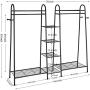 Estoder Clothing Garment Rack Metal Clothes Rack with Shelves, Wire Shelving Closet Wardrobe Rack with Double Hanger Rods and Coat Hooks for Indoor Bedroom, Free Standing & Large Capacity (Black)