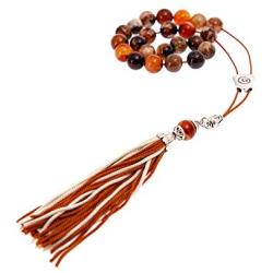 Multicolor Jasper Gemstone, Handmade Greek Worry Beads or Komboloi, Alpaca Metal Parts on a Pure Silk Cord & Tassel