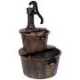 Alpine Corporation TIZ194BZ Alpine 2-Tier Rustic Pump Barrel Waterfall for Garden, Patio, Deck, Porch-Yard Art Decor Outdoor Water Fountain, Gray