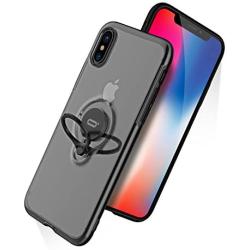 DESOF iPhone X Case, iPhone 10 Case with Ring Holder Kickstand, 360°Adjustable Ring Grip Stand Work with Magnetic Car Mount Anti-Fingerprint Slim Cover for Apple iPhone X (2017) 5.8 inch - Clear