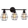 3 Light Bathroom Vanity Light, Metal Wire Cage Industrial Wall Sconce, Black Light Fixture Bathroom for Mirror Cabinets, Vanity Table, Bathroom, Wall Lighting - 22.8 in (Bulb Not Include)