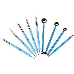 Caydo 9 Pieces Stylus Tools, 5 Pieces 2 Way Total 10 Different DIY Silicone and Ceramic Clay Indentation Tool and 4 Pieces Double-Ended Metal Ball Tools