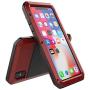 iPhone Xs Max Case, TCM Aluminum Metal Case - Water Resistant Shockproof Heavy Duty Tempered Glass Screen Protector Dual Layer Protective Case for Apple iPhone Xs Max-Red