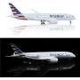 24-Hours 18” Collection Model Airplane Statue Scale 1 130 Airplane Model American Airlines Boeing 787 with LED Light(Touch or Sound Control) for Decoration or Gift