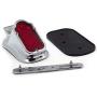 HTTMT XH3118B-A- Motorcycle Chrome Red Metal Tombstone Brake Tail Light Signal Compatible with Motorcycle Bike