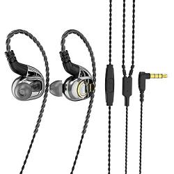 BLON BL05 in Ear Earphone, 10mm Carbon Diaphragm Dynamic Drive Metal Earphone in Ear Earphone, Metal Shell Bass HiFi DJ in Ear Monitor,in Ear Headphone with 2pin Detachable Cable (Silver with Mic)