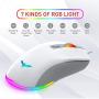 Havit Keyboard Rainbow Backlit Wired Gaming Keyboard Mouse Combo, LED 104 Keys USB Ergonomic Wrist Rest Keyboard, 4800 DPI Mouse for PC Gamer (White)