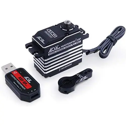 AGFRC 45KG IP67-Waterproof Steering-Servo High-Torque-Programmable - Full Metal Gear Digital Brushless Servo for 1/8 1/10 RC Models, 180 Degrees (A81BHMW&AGF-SPV2) AGFRC 45KG IP67-Waterproof Steering-Servo High-Torque-Programmable - Full Metal Gear Digital Brushless Servo for 1/8 1/10 RC Models, 180 Degrees (A81BHMW&AGF-SPV2)
