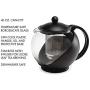 Primula Half Moon Teapot with Removable Infuser, Borosilicate Glass Tea Maker, Stainless Steel Filter, Dishwasher Safe, 40-Ounce, Black