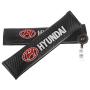Clavel Autopartes 2pcs Car Seat Belts Covers Padding Carbon Fiber Leather Belt Shoulder Sleeve + 1pc Retractable Badge Reel with Metal Belt Clip (HYU)
