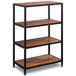 GreenForest Industrial Bookcase 4 Tier Rustic Bookshelf Metal Frame for Home and Office Walnut