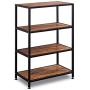 GreenForest Industrial Bookcase 4 Tier Rustic Bookshelf Metal Frame for Home and Office Walnut