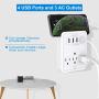 POWRUI Multi Wall Outlet Adapter Surge Protector 1680 Joules with 4-USB Ports Wall Charger, Wall Mount Charging Center 3 Outlet Wall Mount Adapter for Home, School, Office, ETL Certified