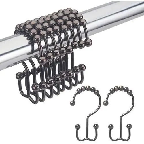 Amazer Shower Curtain Hooks Rings, Rust-Resistant Metal Double Glide Shower Hooks for Bathroom Shower Rods Curtains, Set of 12 Bronze Rings Amazer Shower Curtain Hooks Rings, Rust-Resistant Metal Double Glide Shower Hooks for Bathroom Shower Rods Curtains, Set of 12 Bronze Rings