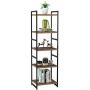 Homfa 5-Tier Corner Shelf, Free Standing Ladder Shaped Plant Flower Stand Rack Bathroom Storage Tower Industrial Style Utility Organizer Wood Look Accent Metal Frame Modern Furniture Home Office