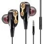 Moxil Double Unit Drive Original 3.5MM Metal in-Ear Wired Earphones HiFi Stereo Bass Earbuds Headphones with Microphone for Phone Computer Headset