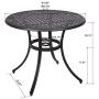 Nuu Garden 36 Inch Patio Table with Umbrella Hole, Outdoor Round Cast Aluminum Bistro Table - Black/Dark Bronze