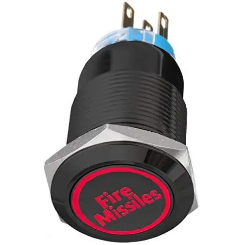 ESUPPORT Black Shell 12V Momentary Car Vehicle Red LED Light Headlight Push Button Stainless Steel Metal Switch 19mm Fire Missiles ESUPPORT Black Shell 12V Momentary Car Vehicle Red LED Light Headlight Push Button Stainless Steel Metal Switch 19mm Fire Missiles