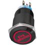 ESUPPORT Black Shell 12V Momentary Car Vehicle Red LED Light Headlight Push Button Stainless Steel Metal Switch 19mm Fire Missiles