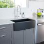 Lordear 33 inch Black Farmhouse Sink Gunmetal Black 16 Gauge Apron Front Deep Single Bowl Stainless Steel Kitchen Farm Sink