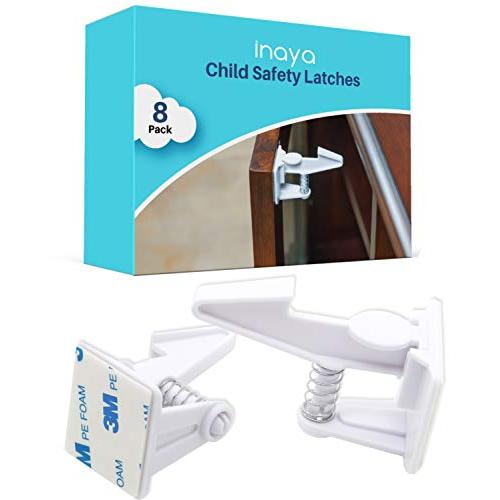 Cabinet Locks Child Safety Latches (8 Pack) - Baby Proofing Cabinets & Drawers Locks - Child Proof Your Home - No Drilling & No Tools Required!