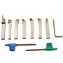 OSCARBIDE 1/4'' Indexable Carbide Lathe Turning Tool Holder 7 Pieces/Set, Nickel Plated Lathe Bit Set CNC Heavy-Duty for Turning Grooving Threading Cut Off Holders Set,Tin Coated Carbide Inserts