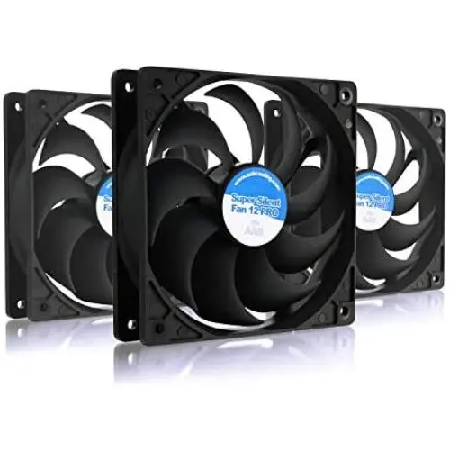 AAB Cooling Super Silent Fan 12 Pro - Silent and Efficient 120mm Fan with 4 Anti-Vibration Pads, Quiet Fan, Silent Fan, CPU Cooler, 12V - Value Pack 3 Pieces AAB Cooling Super Silent Fan 12 Pro - Silent and Efficient 120mm Fan with 4 Anti-Vibration Pads, Quiet Fan, Silent Fan, CPU Cooler, 12V - Value Pack 3 Pieces