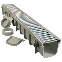 NDS 864GMTL 5-Inch Pro Channel Drain Kit with Metal Grate, 5 in, Gray