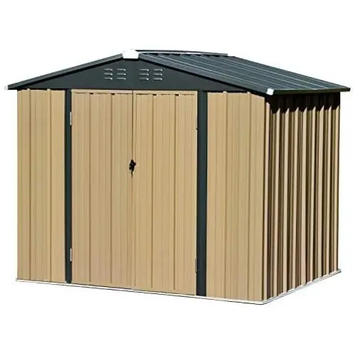 8x6 FT Storage Sheds Outdoor, Utility Steel Tool Sheds for Garden Backyard Lawn, Large Patio House Building with Lockable Door (Dark Grey) 8x6 FT Storage Sheds Outdoor, Utility Steel Tool Sheds for Garden Backyard Lawn, Large Patio House Building with Lockable Door (Dark Grey)