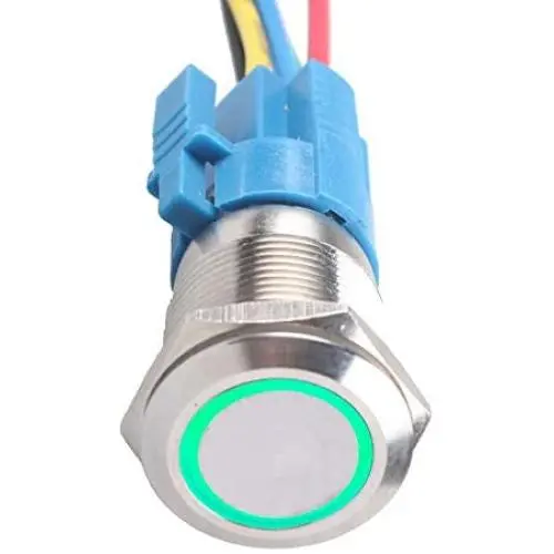 ESUPPORT 16mm 12V 3A Car Green Light Angel Eye Metal Push Button Switch Socket ESUPPORT 16mm 12V 3A Car Green Light Angel Eye Metal Push Button Switch Socket