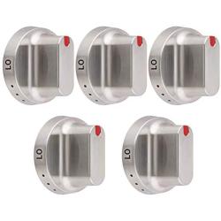 Upgraded 5pcs DG64-00472A / DG64-00347A dial Stainless Steel knob Compatible with Samsung Stove Range Oven ，Replaces AP5949480, PS10058981,Fits FX510BGS FX710BGS NX58F5500SS Replacement Parts