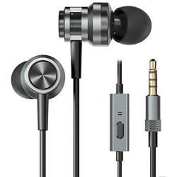 Earphones with Microphone, Vogek Earbuds with Mic and Powerful Bass Sound, Ergonomic Earphones with Noise Isolating and Call Controller for Exercise, Office, Compatible with iPhone, Android, PC