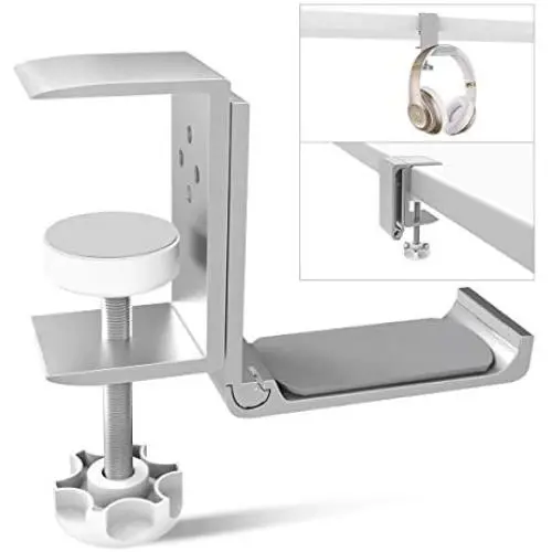 Foldable Headphone Hook Holder, Aluminum Headset Stand Hanger Clamp Under Desk Space Save Mount with Foldable Arm, Universal Fit All Headphones, Silver Foldable Headphone Hook Holder, Aluminum Headset Stand Hanger Clamp Under Desk Space Save Mount with Foldable Arm, Universal Fit All Headphones, Silver