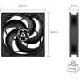ARCTIC P14 PWM - 140 mm Case Fan with PWM Pressure-optimised Very Quiet Motor Computer Fan Speed: 200-1700 RPM - Black