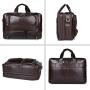 Texbo Napa Leather Briefcase for Men Fits 17 Laptop Large Business Messenger Bag with YKK Zippers