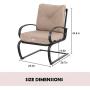 MFSTUDIO 2PCS Patio Bistro Dining Spring Motion Chairs Outdoor Furniture for Backyard, Garden with Removable Cushion Seat, Metal Frame, Beige