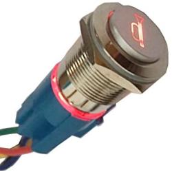 ESUPPORT 12V Car Auto Red LED Light Momentary Speaker Horn Push Button Metal Toggle Switch 19mm Socket Plug