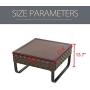 LOKATSE HOME Patio Dining Furniture Outdoor Square Bistro Side Coffee Table with Rattan Wicker Metal Slatted Steel Frame Aluminum Plastic Plate Wood Grain Desktop, Brown