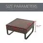 LOKATSE HOME Patio Dining Furniture Outdoor Square Bistro Side Coffee Table with Rattan Wicker Metal Slatted Steel Frame Aluminum Plastic Plate Wood Grain Desktop, Brown