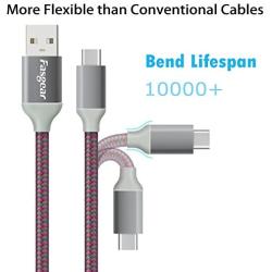 USB Type C Cable 10ft, Fasgear 3 Pack Long USB to USB C Cable Nylon Braided Fast Charging Compatible with Galaxy Note 8 9 S8/S9/S10/S10+, LG V20/G6 and More (Blue/Black/Rose)