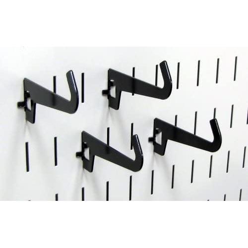 Wall Control Pegboard 3-1/2in Reach Curved Tip Slotted Hook Pack - Slotted Metal Pegboard Hooks for Wall Control Pegboard and Slotted Tool Board – Black