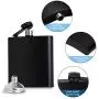 Hip Flask for Liquor Matte Black Stainless Steel Leakproof with Funnel,6 Oz, Set of 8