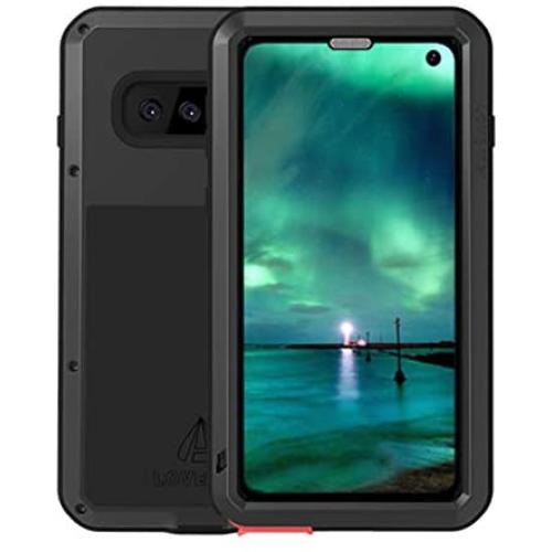 GFU Tempered Glass Samsung Galaxy S10 Case, Full Body Shockproof Hard Protection Cover for Samsung Galaxy S10 TPU Silicone Bumper Anti-Scratch Heavy Duty Armor Metal (Black, S10(6.1''))