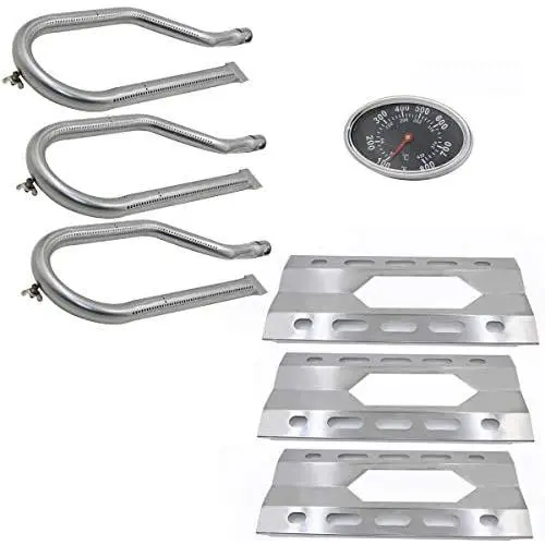Hisencn Repair Parts for Costco Kirkland 720-0108, Nexgrill 720-0011, 720-0047-U Gas Grills, Replacement Stainless Steel Burner Tube, Heat Plate Tent, Temp Gauge Heat Indicator 22551, NGB1, NGSHP3