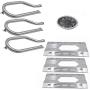Hisencn Repair Parts for Costco Kirkland 720-0108, Nexgrill 720-0011, 720-0047-U Gas Grills, Replacement Stainless Steel Burner Tube, Heat Plate Tent, Temp Gauge Heat Indicator 22551, NGB1, NGSHP3