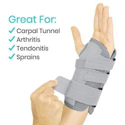 Vive Carpal Tunnel Wrist Brace (Left or Right) - Arm Compression Hand Support Splint - for Men, Women, Kids, Bowling, Tendonitis, Arthritis, Athletic Pain, Sports, Golf - Universal Adjustable Fit